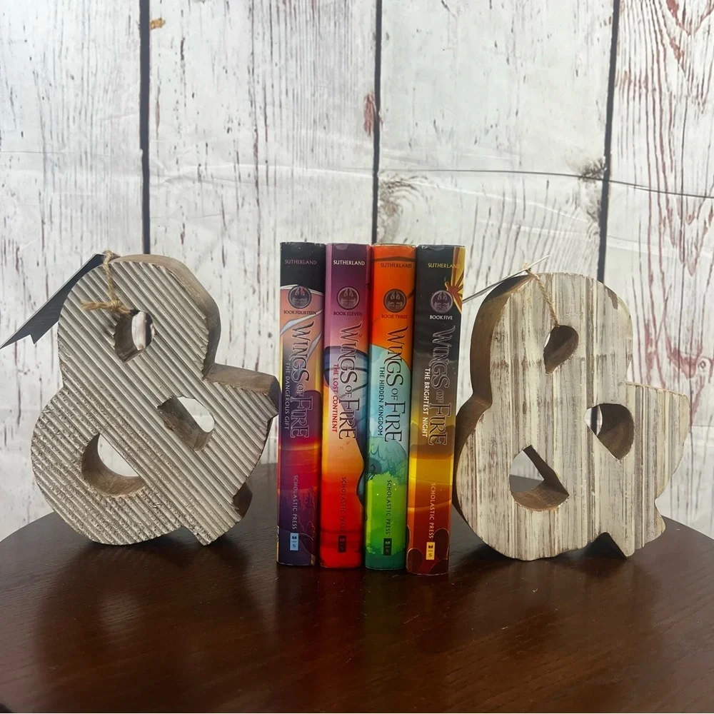 Wooden Ampersand Bookends or Decorative Accent - Distressed White